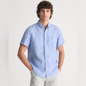 J. Crew Short-sleeve Baird McNutt Irish linen shirt BE557 XL Blue